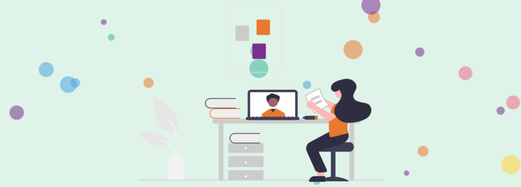 Une personne apprend et échange avec un formateur à distance.