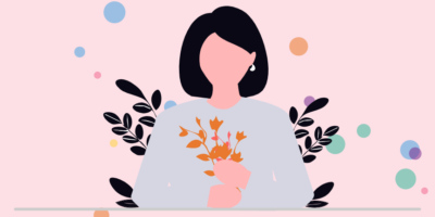 Illustration : une personne tient un bouquet de fleurs